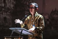 Kepala Kantor Perwakilan BI Jateng, Rahmat Dwisaputra menyampaikan sambutan dalam Bedah Buku Rahasia Nusantara di Gedung Radjawali Semarang Cultural Center, Selasa (26/11/2024). 