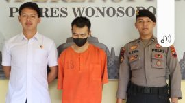 S (34), warga Kelurahan/Kecamatan Selomerto, diduga melakukan perjudian online menggunakan perangkat elektronik.