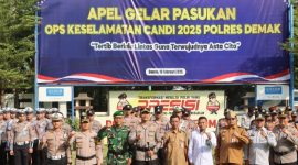 Kapolres Demak, AKBP Ari Cahya Nugraha, pimpin Apel Operasi Keselamatan Candi 2025, di Lapangan Apel Wicaksana Laghawa Polres Demak, Senin (10/2/2025).