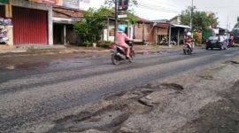 Salah satu jalan Provinsi di Wilayah Demak yang rusak.
