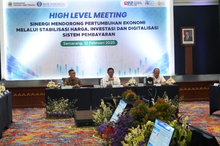 Bank Indonesia Provinsi Jawa Tengah menggelar High Level Meeting (HLM) yang dihadiri oleh Pj. Gubernur Jateng, Nana Sujana, di Semarang, Rabu (12/2).