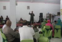 Dandim 0718/Pati, Letkol Inf Jon Young Saragi, saat memberikan sambutan diacara ramah-tamah disela kegiatan TMMD Sengkuyung tahap I Tahun 2025, Rabu (19/2).