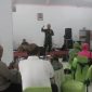 Dandim 0718/Pati, Letkol Inf Jon Young Saragi, saat memberikan sambutan diacara ramah-tamah disela kegiatan TMMD Sengkuyung tahap I Tahun 2025, Rabu (19/2).