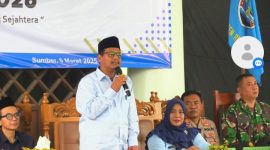 Bupati Rembang, H. Harno saat memberikan sambutan diacara Musrenbang di Kecamatan Sumber, Kamis (6/3/2025).
