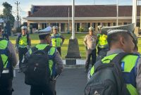 Satuan Lalu Lintas (Satlantas) Polres Wonosobo menggelar apel pemeriksaan kelengkapan perorangan dan kendaraan dinas di halaman Polres Wonosobo, Jumat (14/3).