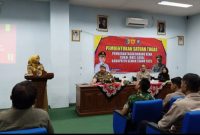Bupati Demak, Eisti'anah, memberikan sambutan diacara peresmian Satgas Pemberantasan Barang Kena Cukai (BKC) Ilegal Kabupaten Demak Tahun 2025.
