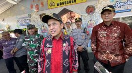 Bupati Wonosobo, Afif Nurhidayat bersama Wakil Bupati Wonosobo Amir Husein dan jajaran Forkompinda melakukan pemantauan Posko Terpadu Pengamanan dan Pelayanan Hari Idul Fitri 1446 H, Selasa (25/3/2025).