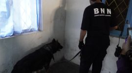 BNNP Jateng bersama BNNK Tegal melaksanakan operasi penggeledahan rumah warga di Desa Kesuben, Kecamatan Lebaksiu, Kabupaten Tegal, Senin (23/6).