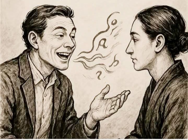Ilustrasi orang bicara dengan orang lain.