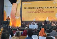 Bupati Wonosobo, Afif Nurhidayat, memberikan arahan pada kegiatan Sosialisasi Sensus Ekonomi (SE) 2026 lingkup Pemerintah Kabupaten Wonosobo di Gedung Sasana Adipura, Senin (24/11/2025).
