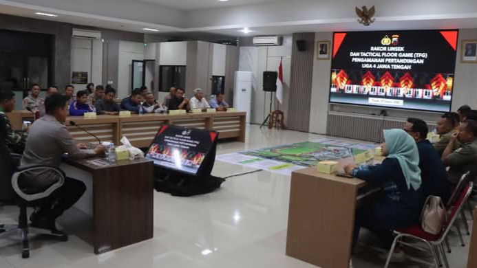 Rakor Linsek Pengamanan Liga 4 Jawa Tengah, di Aula Wicaksana Laghawa Mapolres Demak, Selasa (27/1/2026).