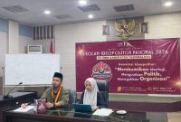 Muhamad Miqdar Nurdin (Ketua Umum PC IMM Kabupaten Tasikmalaya), memberikan sambutan  pembukaan Sekolah IDEOPOLITOR Nasional, Sabtu (31/1).