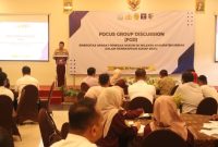 Kapolres Demak, AKBP Arrizal Samelino Gandasaputra, memberi sambutan diacara Forum Group Discussion (FGD) membahas implementasi KUHP dan KUHAP baru di Ballroom Hotel Amantis, Jumat (20/2/2026).