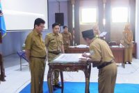 Penandatanganan penguatan pelaksanaan SPMB online, digelar di Aula Lantai 4 Kantor Bupati Rembang, Senin (4/5/2026).