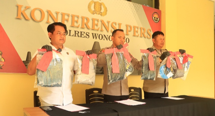 Konferensi pers kasus Pengroyokan di Garung, digelar di Mapolres Wonosobo, Rabu (29/7/2026).
