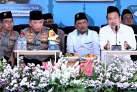 Kapolri Jenderal Polisi Listyo Sigit Prabowo, menghadiri Ngaji Kebangsaan bersama KH Ahmad Bahauddin Nursalim atau Gus Baha di Pondok Pesantren Tahfidzul Qur’an LP3IA, Rembang, Jawa Tengah, Sabtu (26/9/2026). 