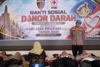 Bakti sosial donor darah memperingati Hari Jadi Propam Polri ke-24 Tahun 2026, digelar Polres Demak, Kamis (1/10/2026).