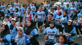 Ribuan pelari dari berbagai kalangan meramaikan gelaran AHY Run Semarang 2026, di Kota Semarang, Minggu (18/10/2026).